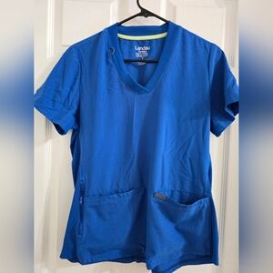 Landau Royal Blue V-Neck Short Sleeve Scrub Set